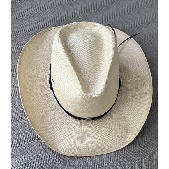 Vintage Bailey Cowboy Hat Western 7 5/8 61 Shantung Panama Straw U-Rollit USA - Picture 5 of 16